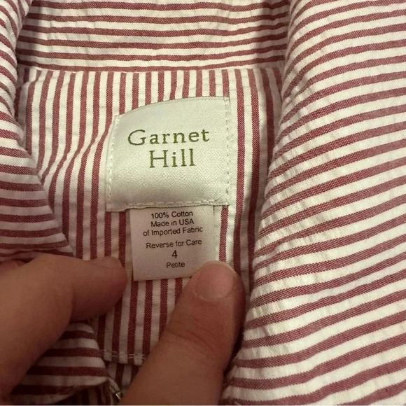 Garnet hill• Red and white striped zipper top size 4 100% cotton blouse - Picture 5 of 10